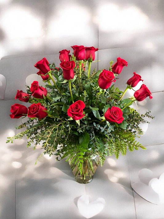 24 Red Roses in a Vase