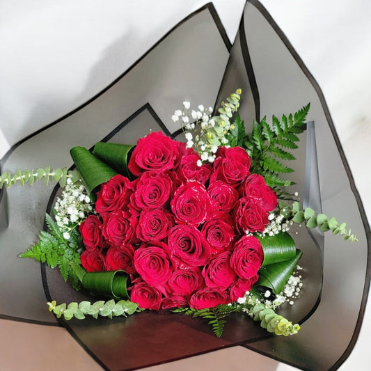 24 Red Roses Hand-Tied Bouquet